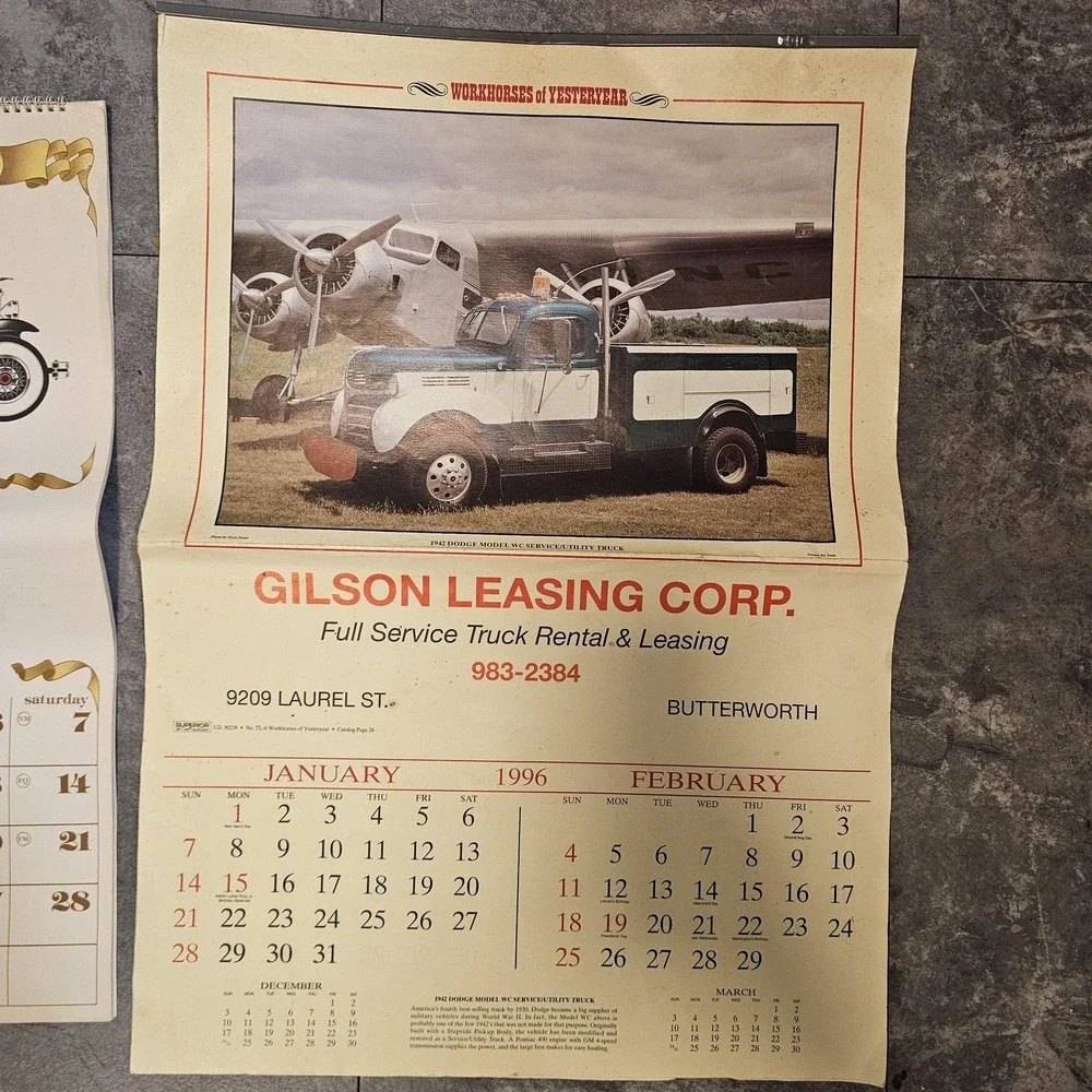 Automemories Vintage Car Calendars Lot Tilley Lumber Jenkins 1930s 1950s